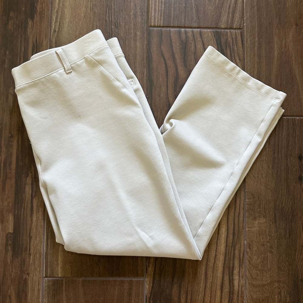 Quince Ultra-Stretch Ponte Straight Leg Pants Ecru Cream Large LB30740-DKBIZ01